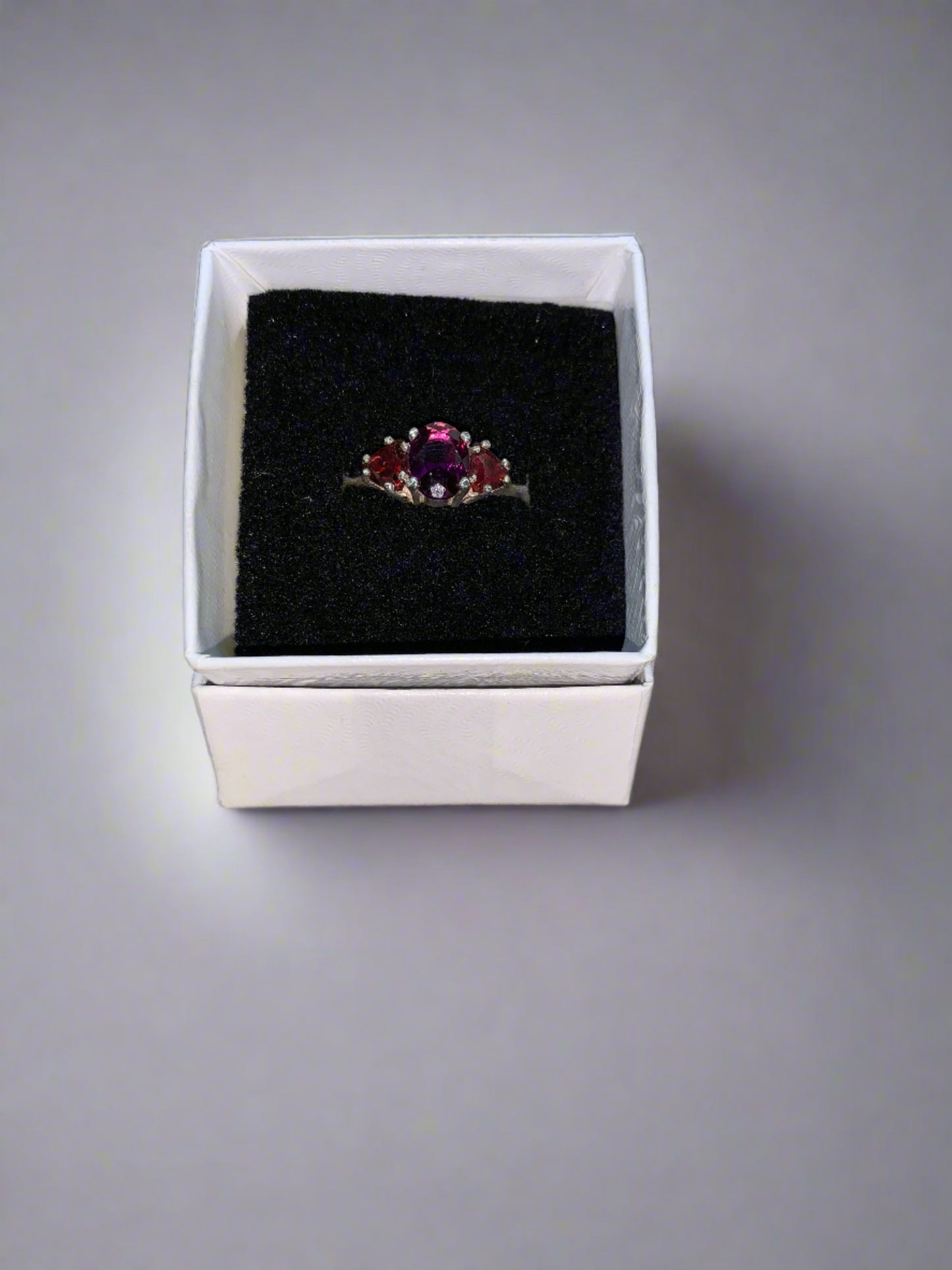 Amethyst and Garnet Three Stone Ring #57