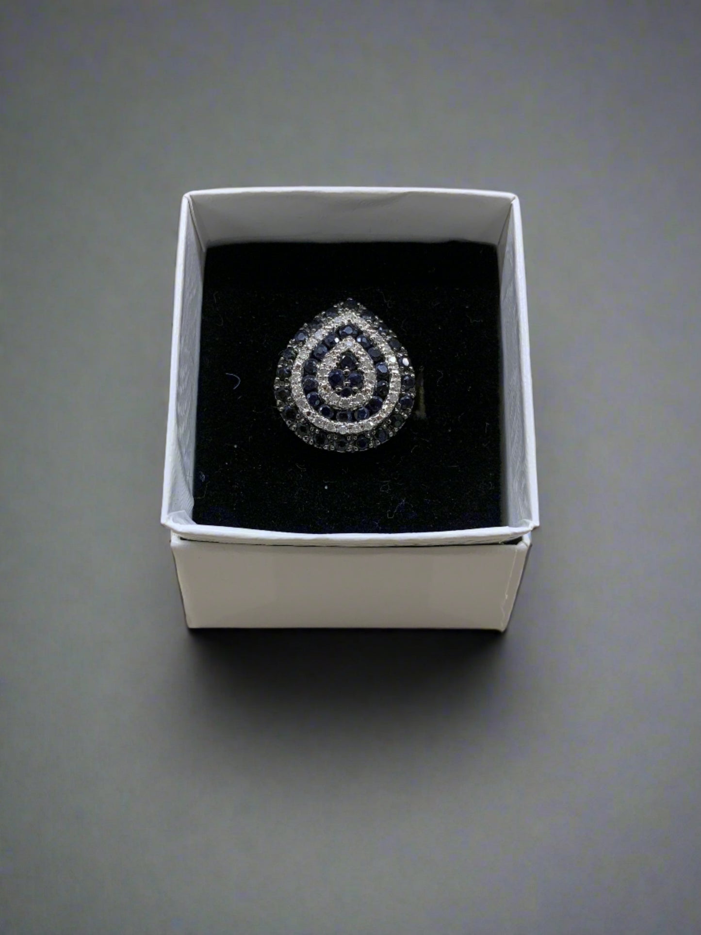 Black Sapphire Teardrop Ring #35